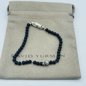 David Yurman Spiritual Black Beads Skull Bracelet